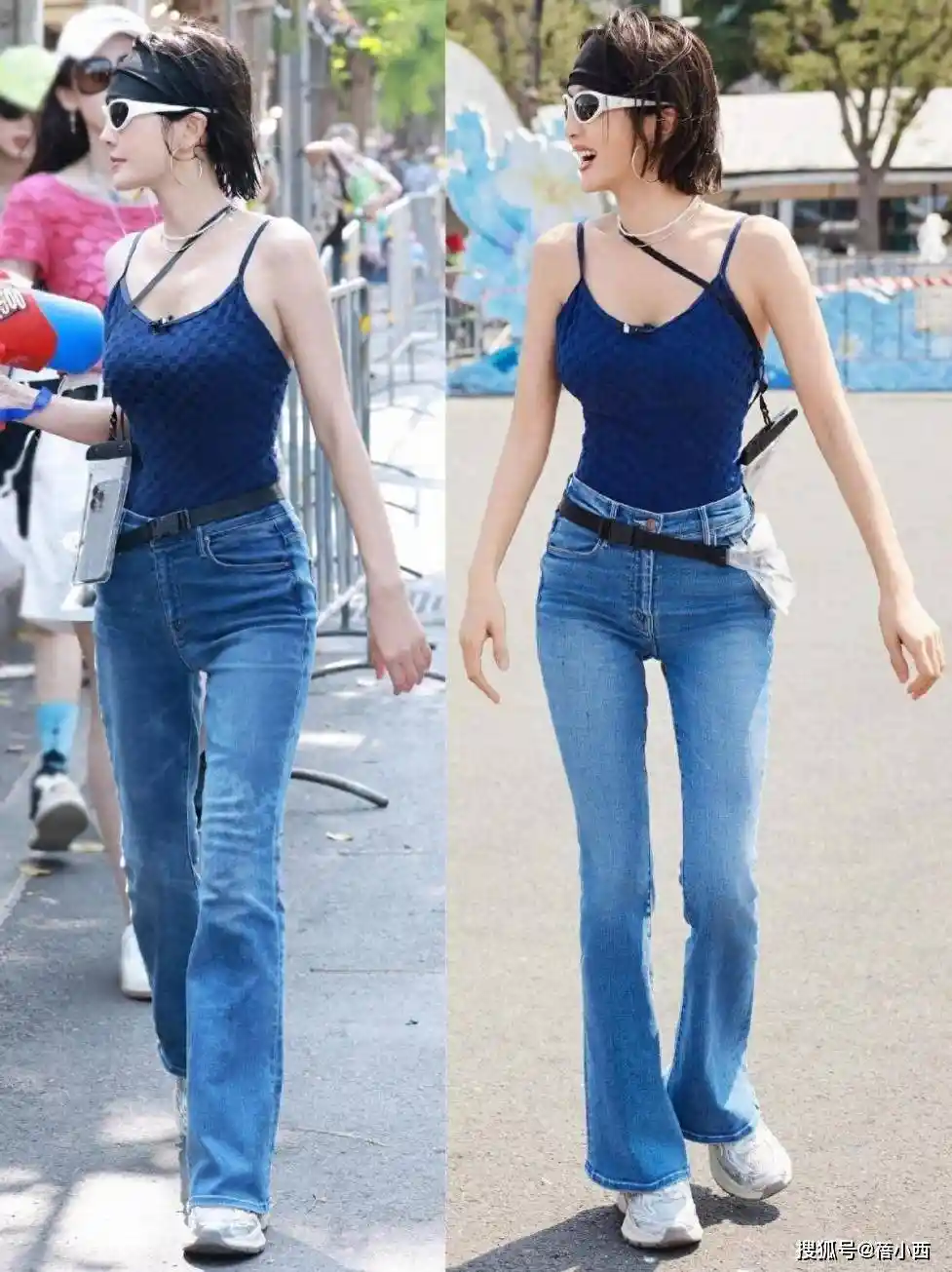 46岁秦岚水中写真惊艳曝光！吊带紧身裤勾勒极致腰臀比，美出新高度