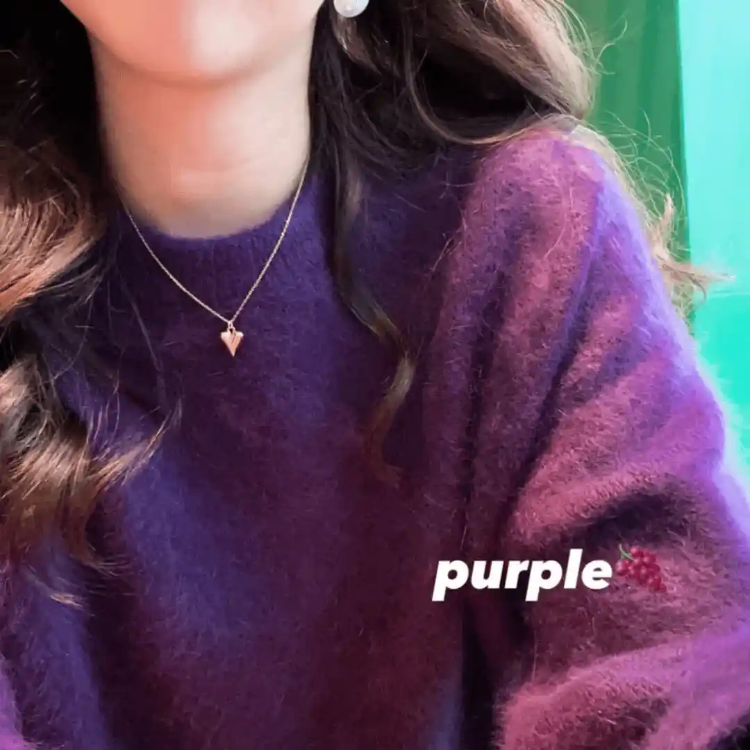 刘诗诗穿紫毛衣+阔腿裤惊艳亮相！兔毛羊毛混搭温柔暴击，大降温后时尚圈炸了